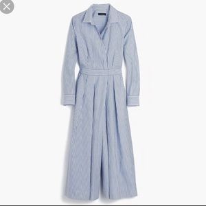J.Crew Wide Leg Jumpsuit in Shirting Stripe Blue